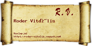 Roder Vitális névjegykártya